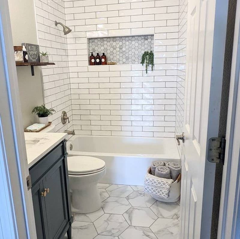 Shower niche with mosaic accent tile