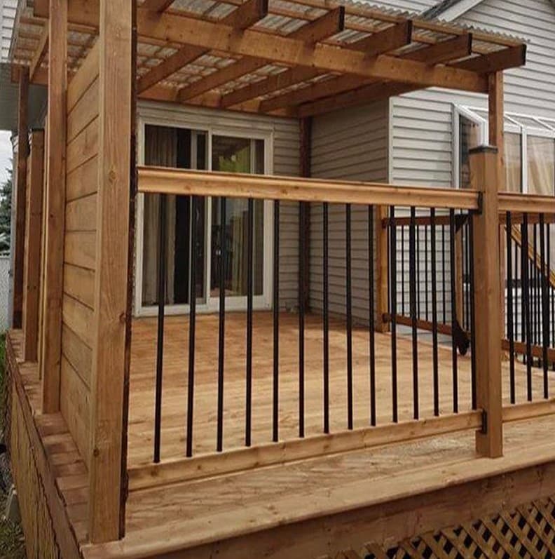 Close-up of composite decking boards