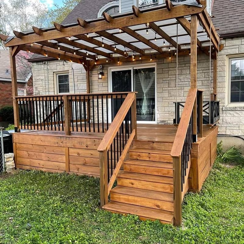 Deck stairs with matching handrail