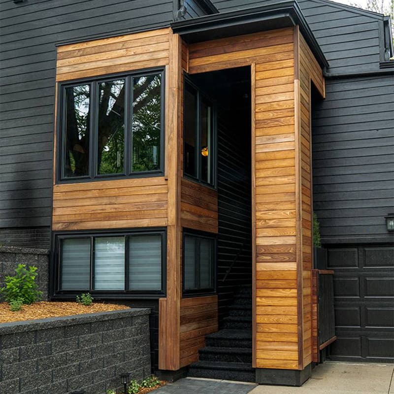 Close-up of siding corner and trim detail