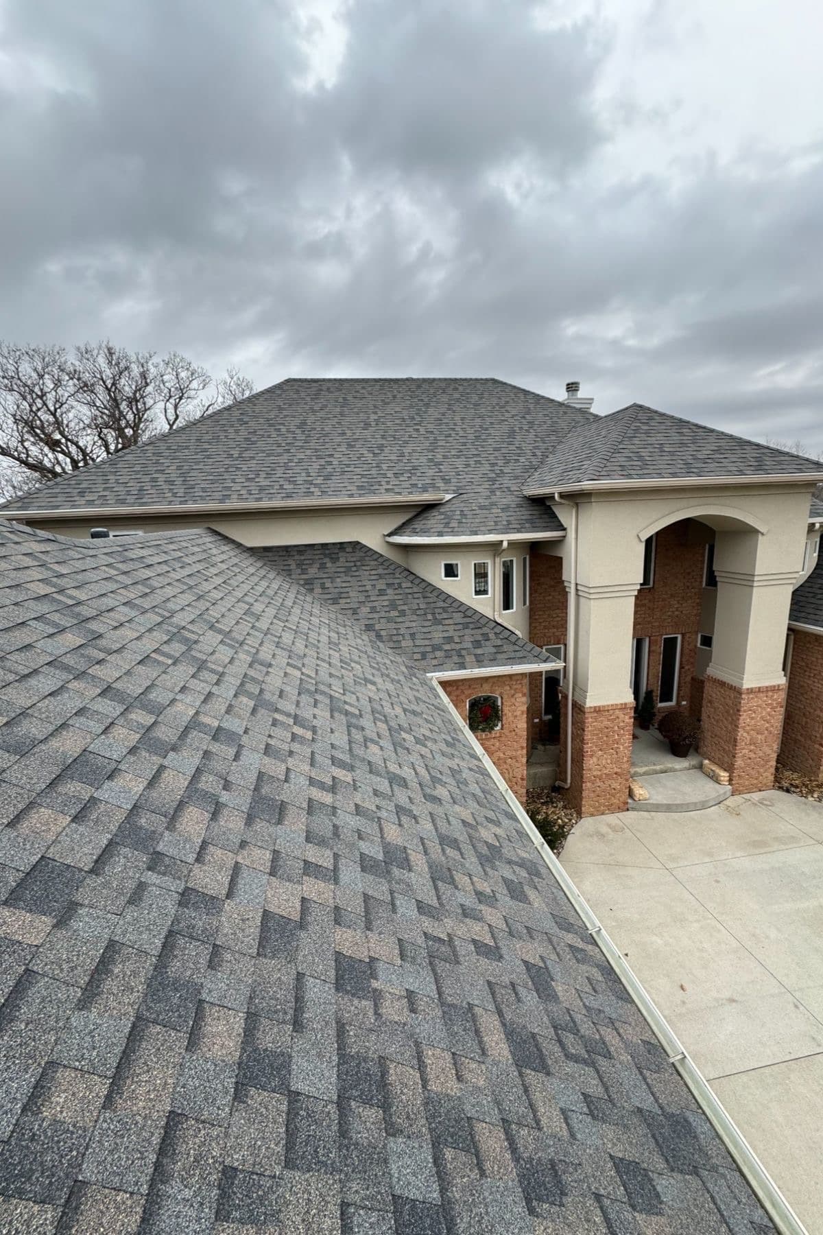 Roof deck and underlayment during installation