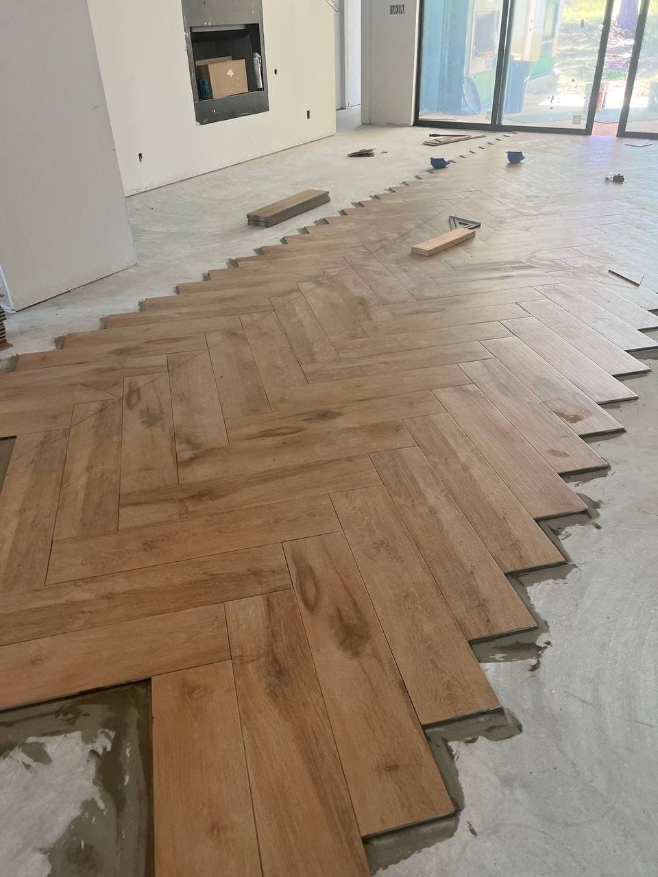 Wide plank oak flooring in natural light